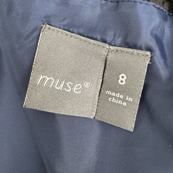 Muse Laser Cut Dress Sz 8 Black Navy Eyelet Party Cocktail Formal Wedding Lace - Picture 10 of 15